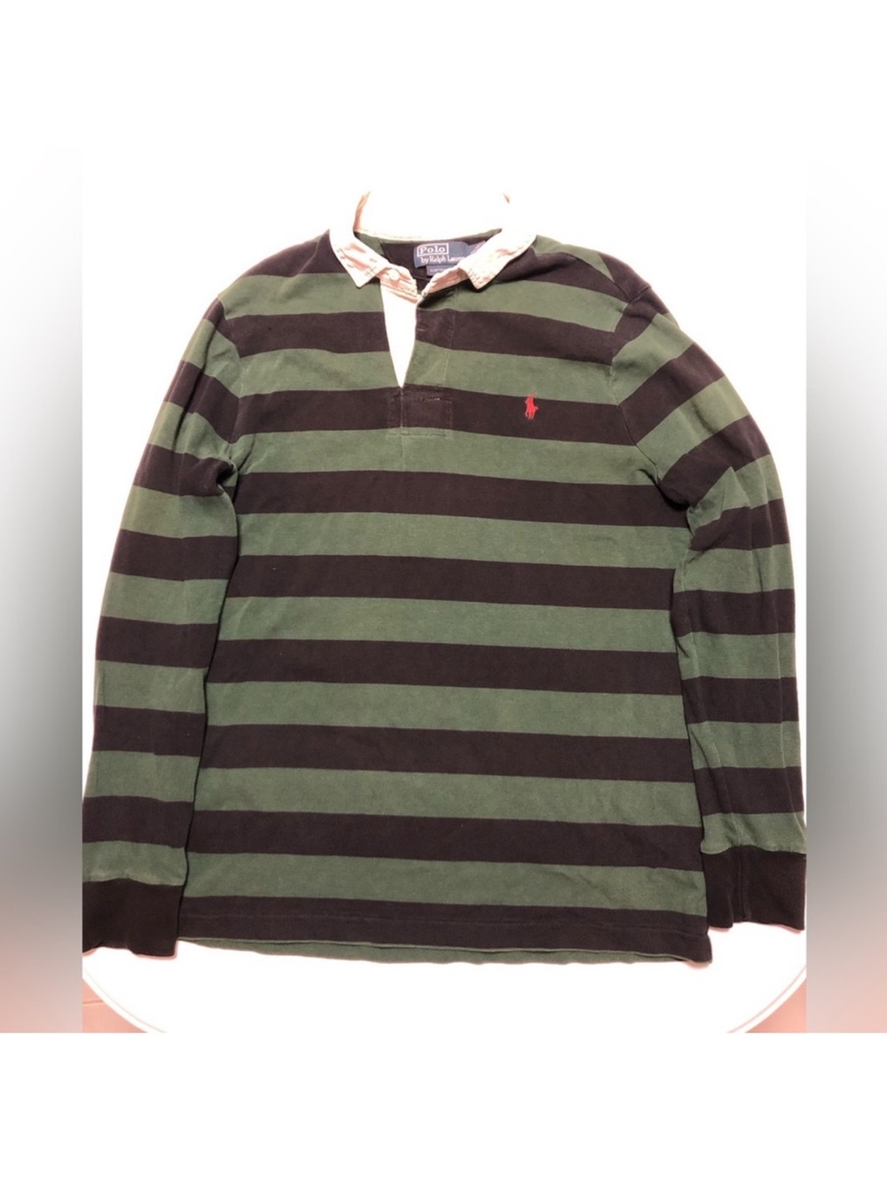 Polo Ralph Lauren Men’s Green & Black Striped Rugby Shirt